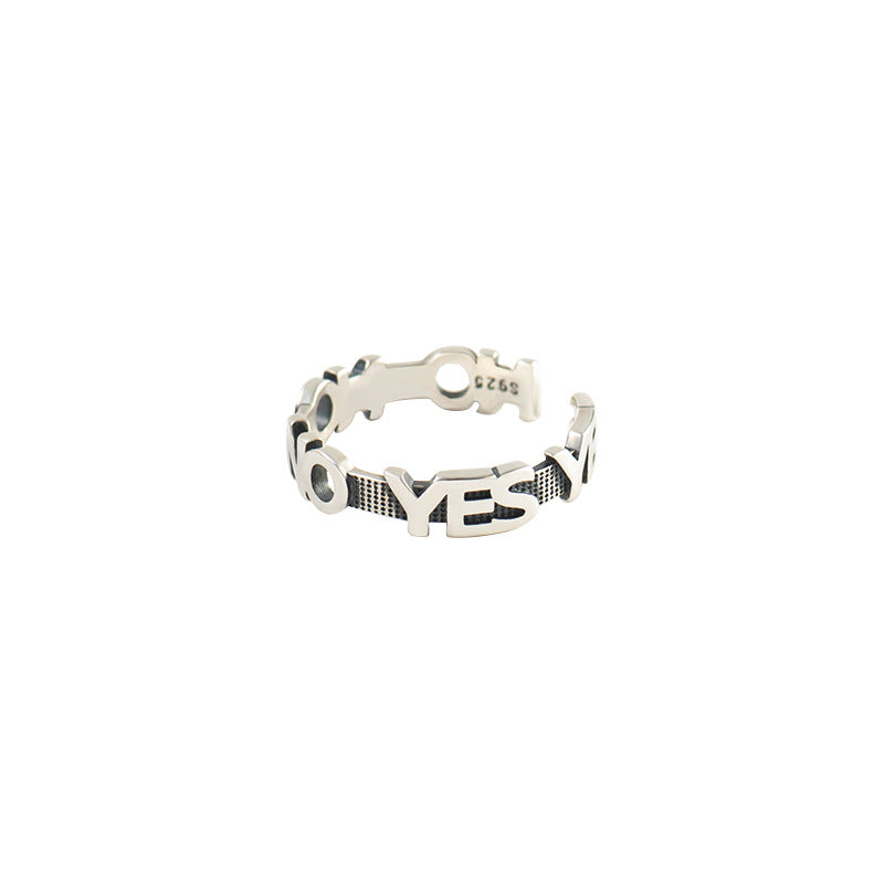 Vintage S925 Silver Yes or No Adjustable Ring