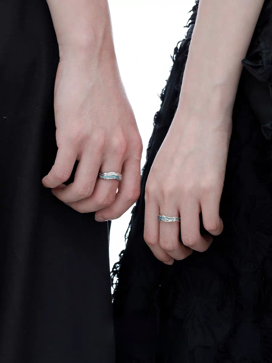 Simple Blue Glacier Couple Rings