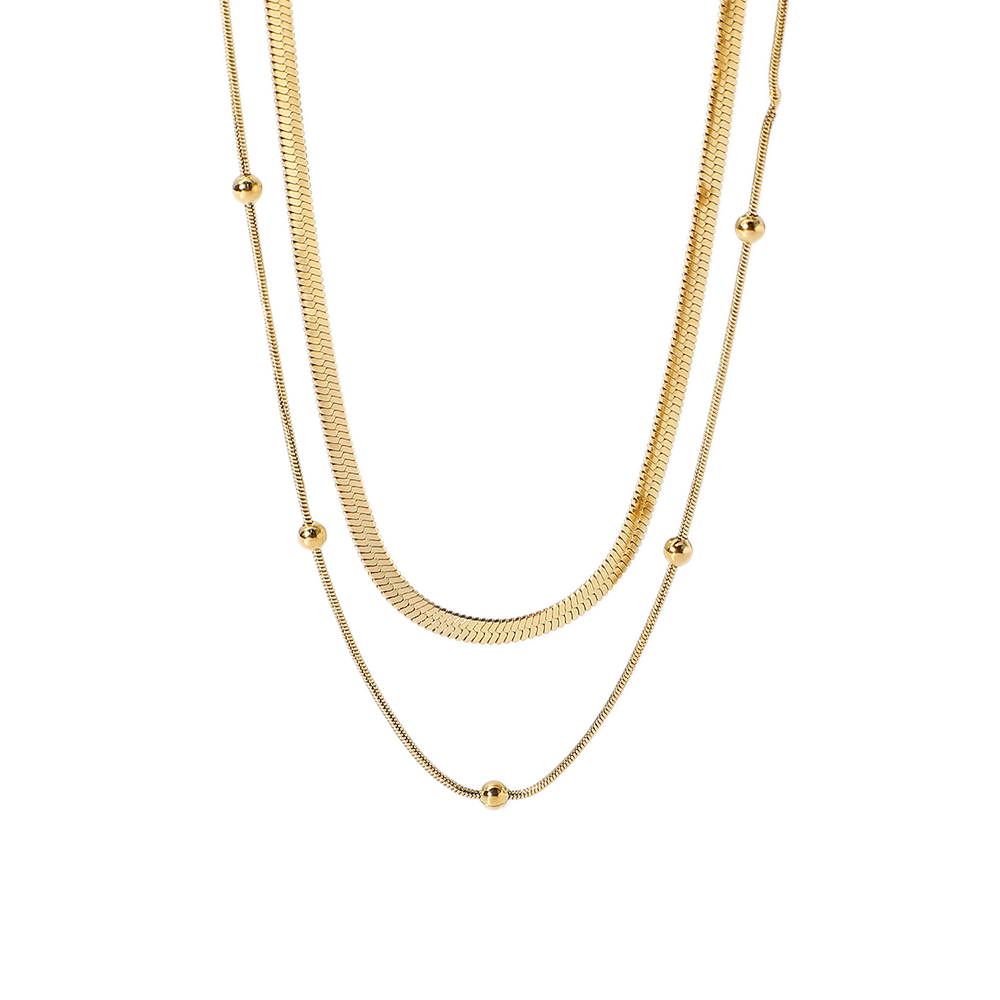 14K Gold Plating Women Elegant Golden Stacking Necklace