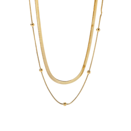 14K Gold Plating Women Elegant Golden Stacking Necklace