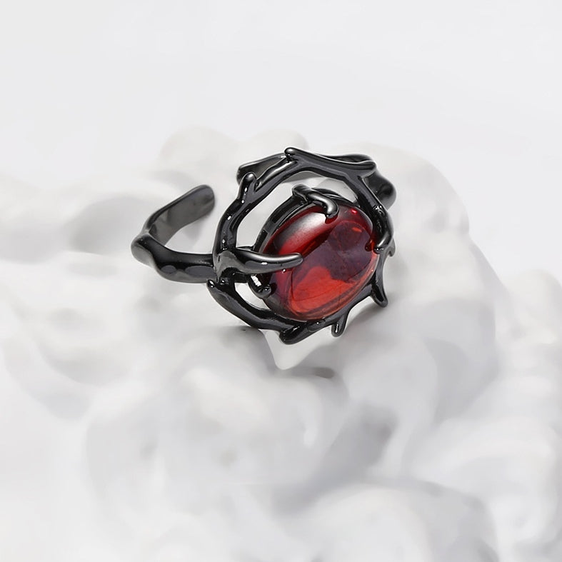 Chic Dark Red Unique Gothic Unisex Open Ring