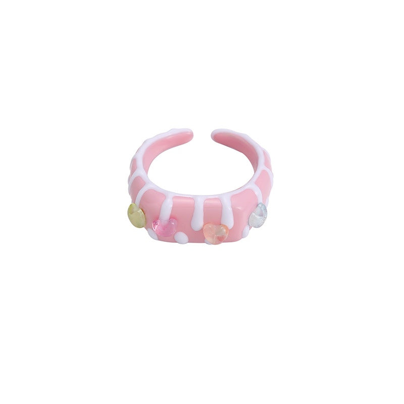 Y2K Dopamine Cute Pink  Cream Cake Ring