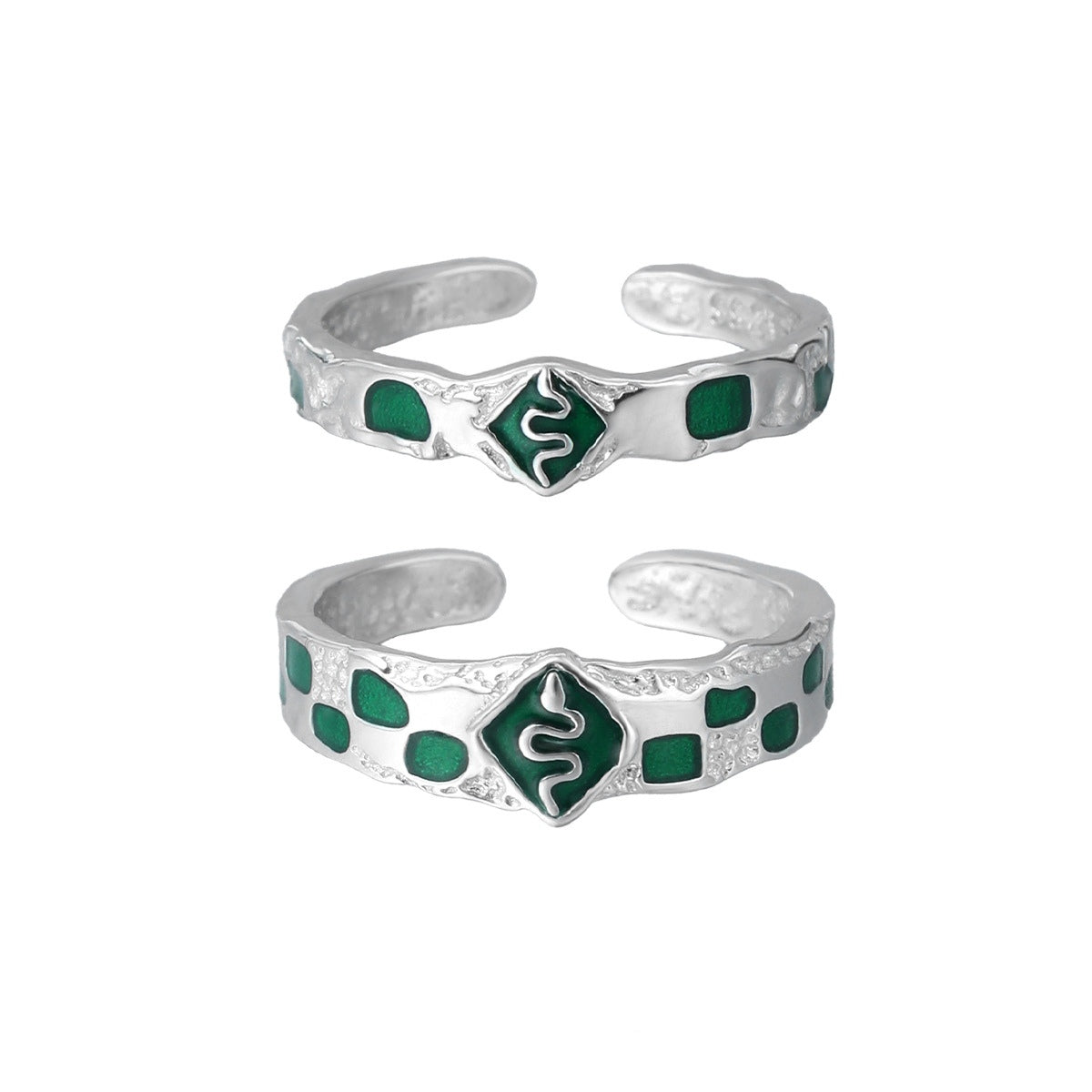 Unisex S925 silver Slytherin Snake Open Rings