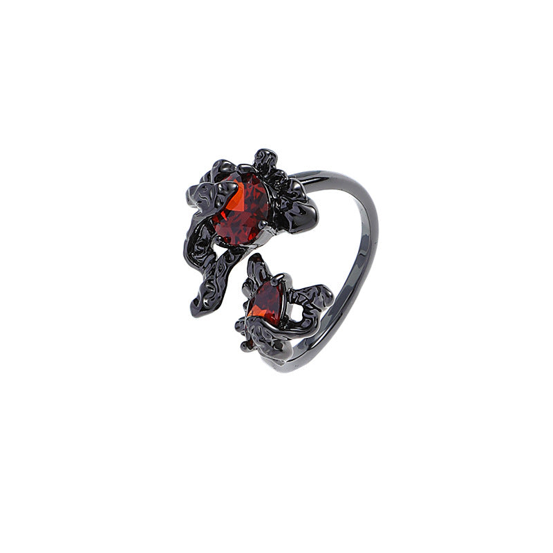 Punk Unisex Red Rhinestone Butterfly Stylish Ring