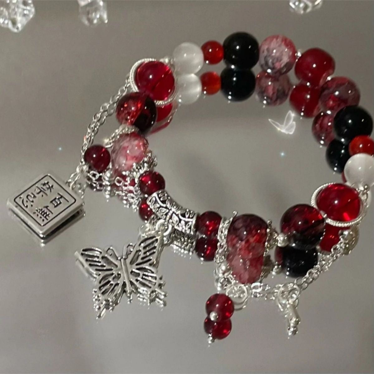 Xie Lian & Hua Cheng Red Beads Butterfly Tassel Bracelet