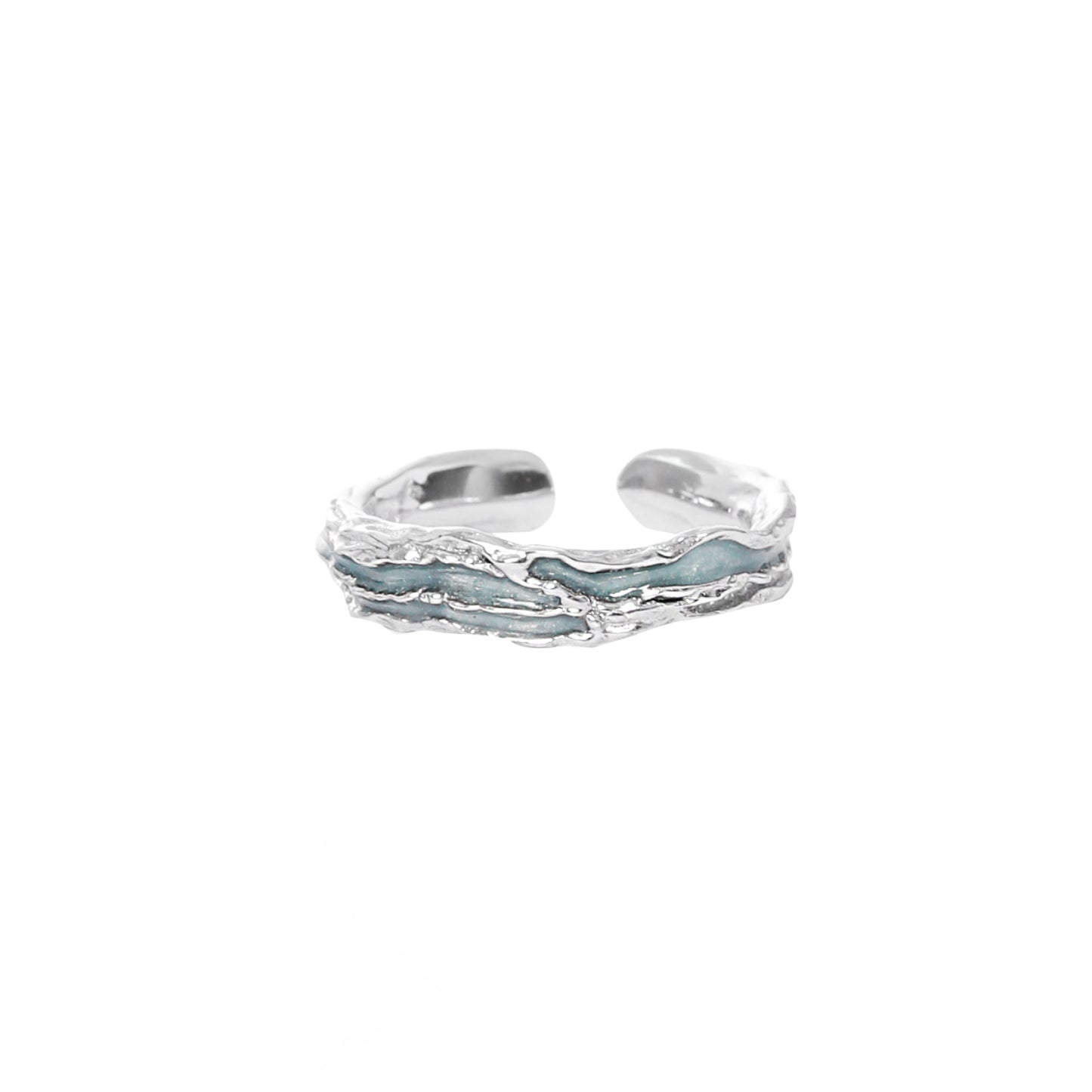 Unisex Simple Blue Glacier Open Ring