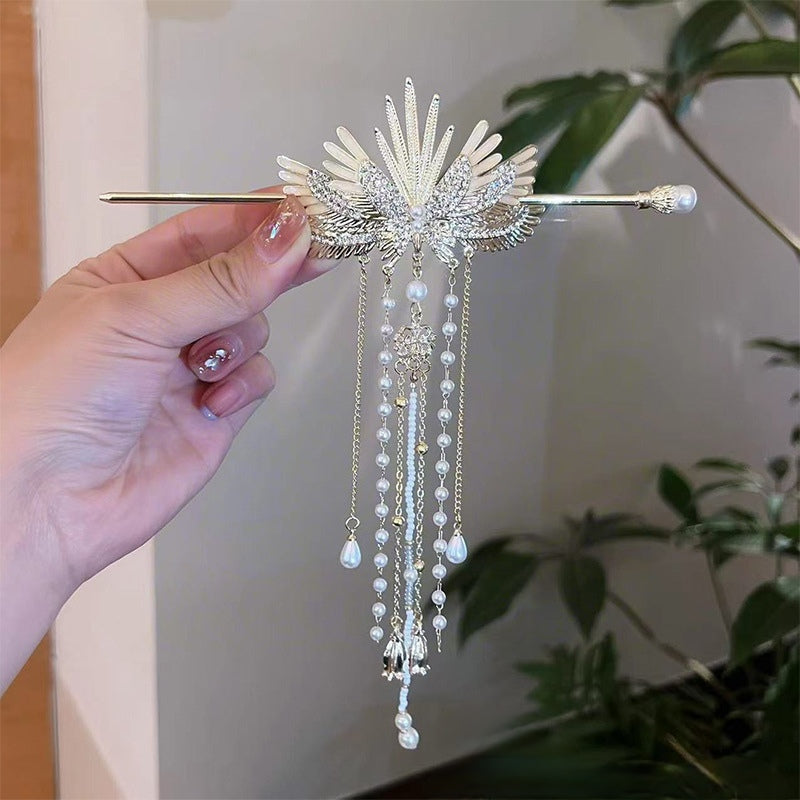 Fancy Gorgeous Golden Women Angel's Wing Tassel Hairpin