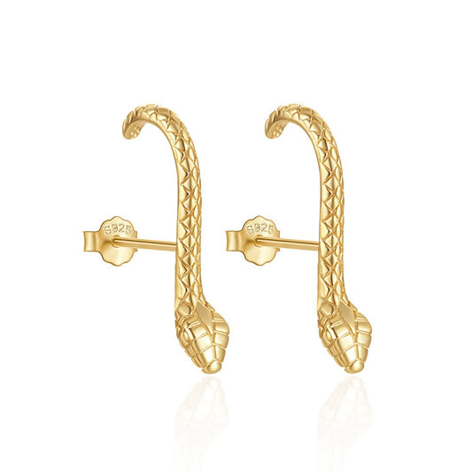 Designer Unisex S925 Silver Snake Stud Earring