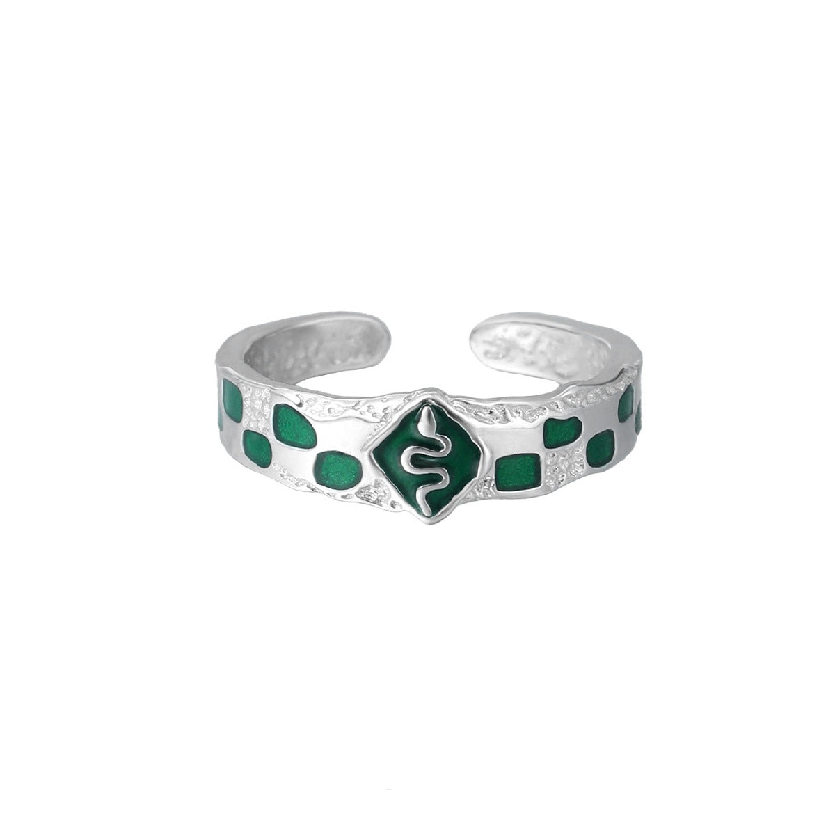 Unisex S925 silver Slytherin Snake Open Rings