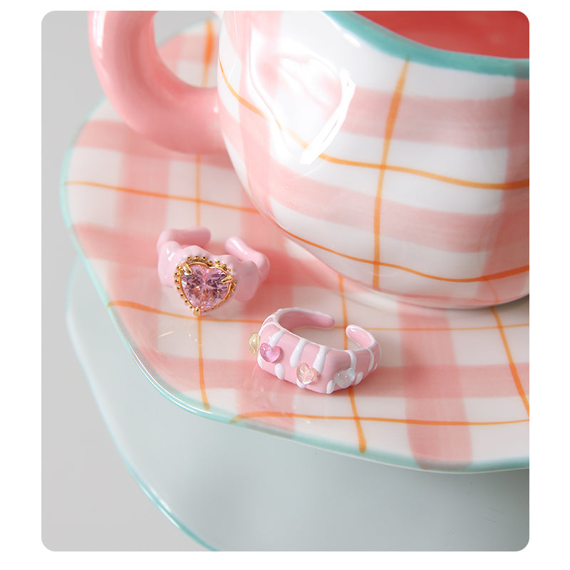 Y2K Dopamine Cute Pink  Cream Cake Ring