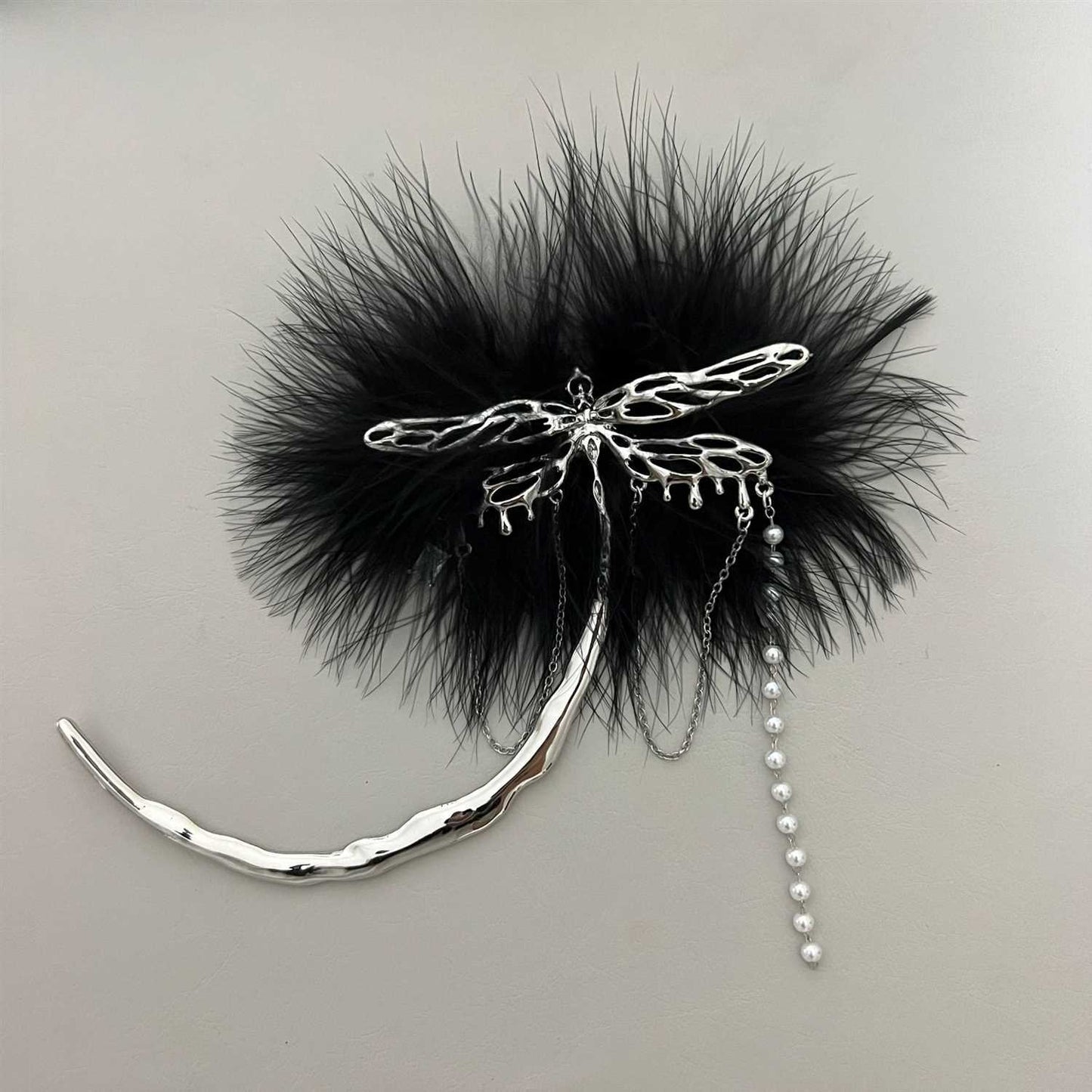 Women Sweet Cute Fluffy Metal Dragonfly Hairpin