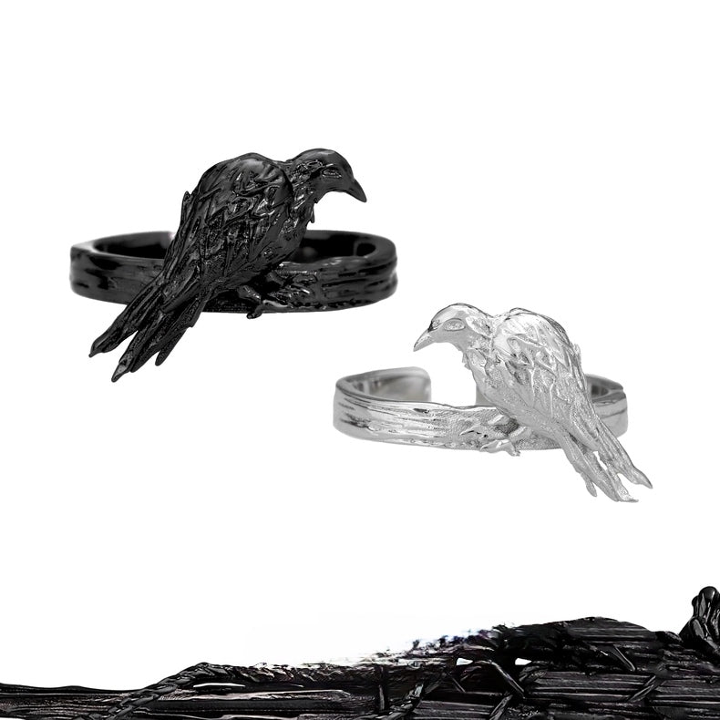 S925 Silver Unisex Mystic Raven Ring