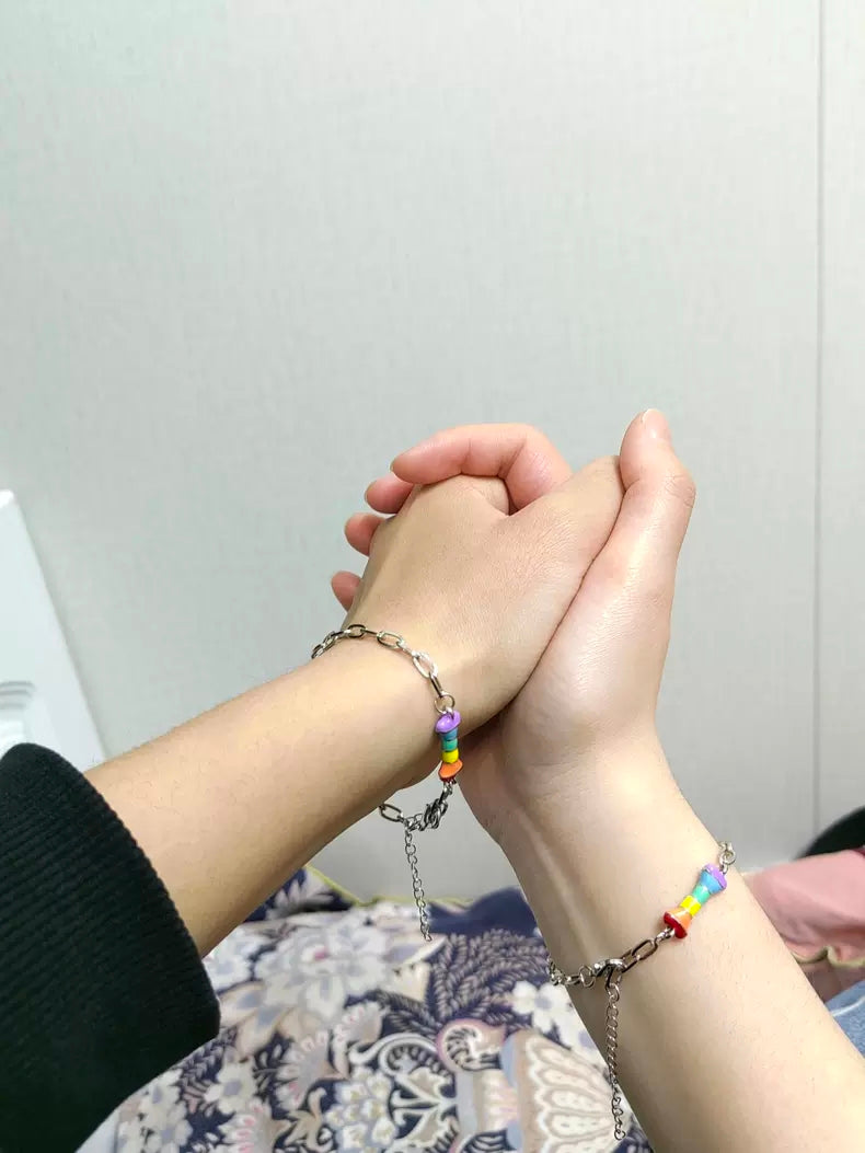 Les Cute Rainbow Puppy Couple Bracelet