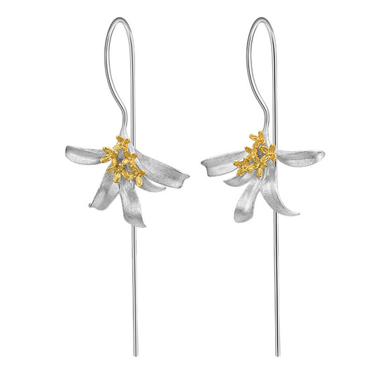 S925 Sterling Silver Flower Dangle Earring