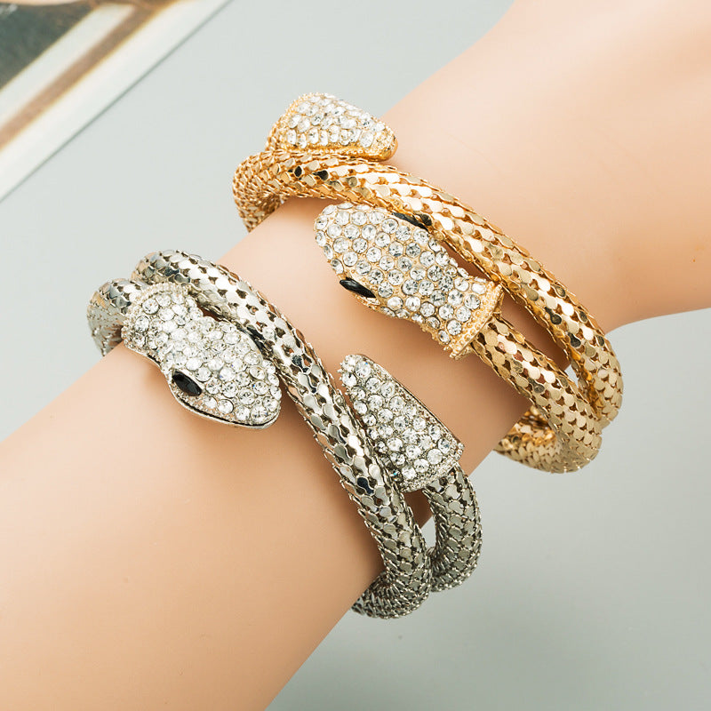 Unisex Rhinestone Punk Unique Snake Rhinestone Bracelet