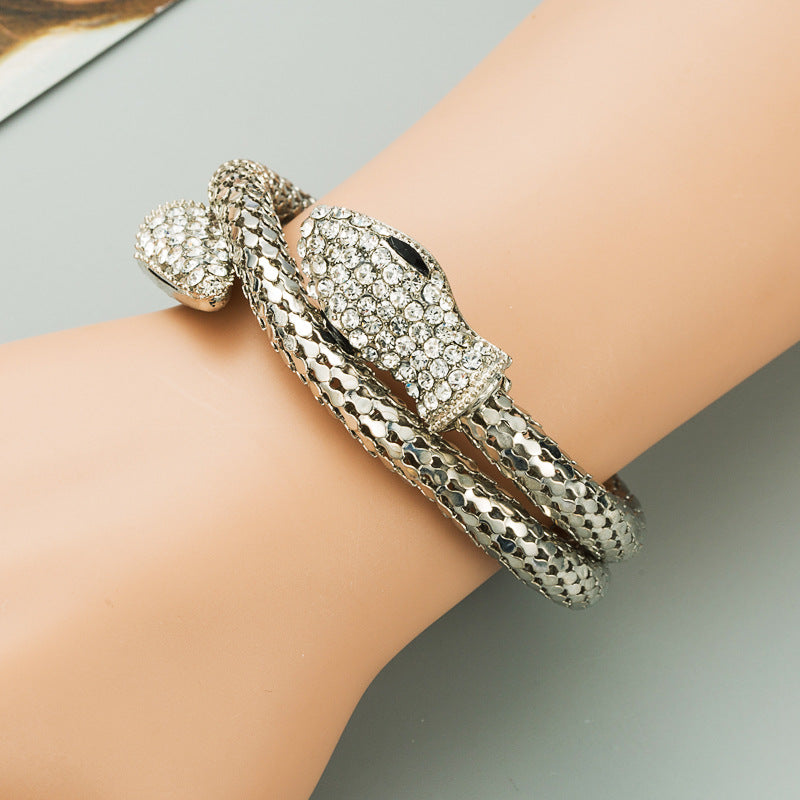 Unisex Rhinestone Punk Unique Snake Rhinestone Bracelet