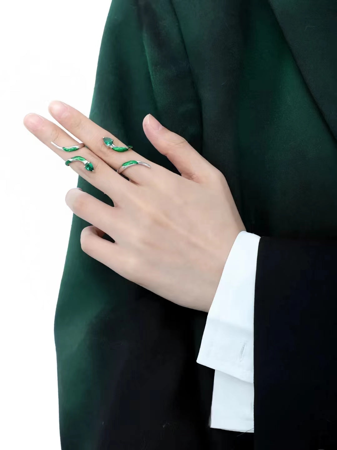 Slytherin Green Snake Open Ring & Bracelet