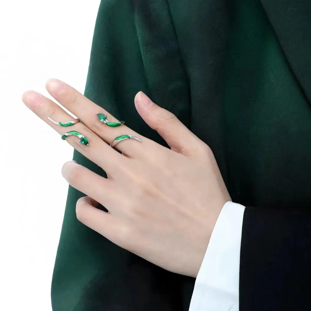 Slytherin Green Snake Open Ring & Bracelet