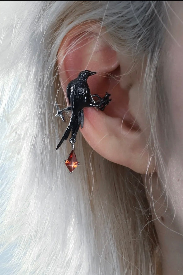 Mystic Black Raven Ear Clip Ear Cuff