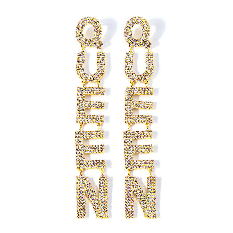 Women QUEEN NEVER DIES DROP EARRINGS