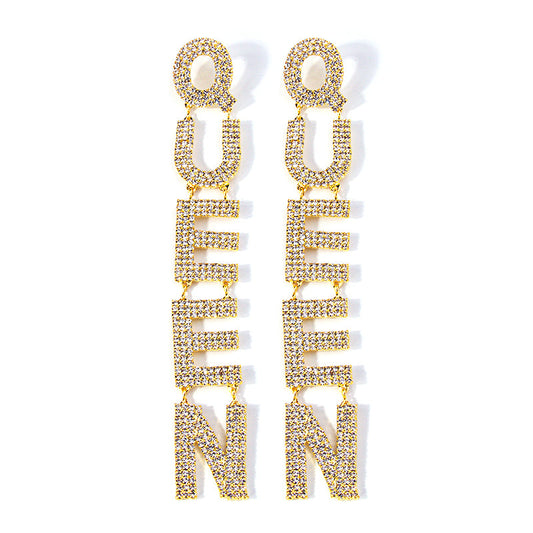 Women QUEEN NEVER DIES DROP EARRINGS