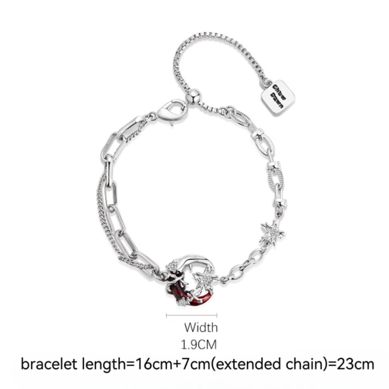 Gothic Style Girl Red Moon Shining Star Bracelet