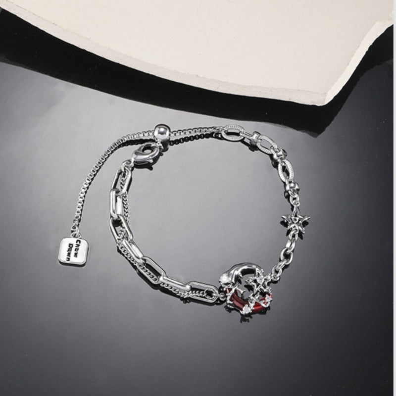 Gothic Style Girl Red Moon Shining Star Bracelet