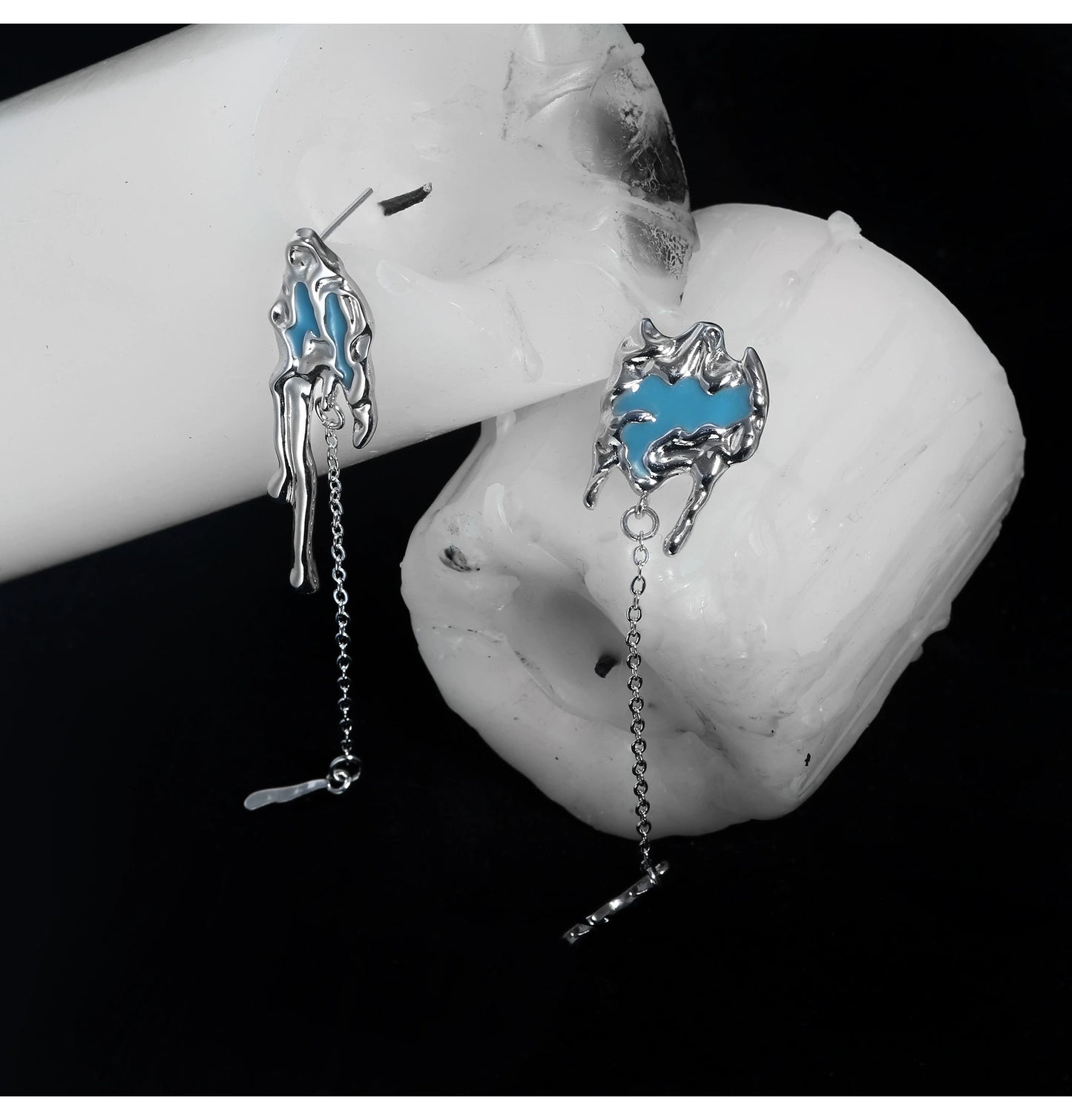 Designer Women Blue Glacier Tassel Stud Earring