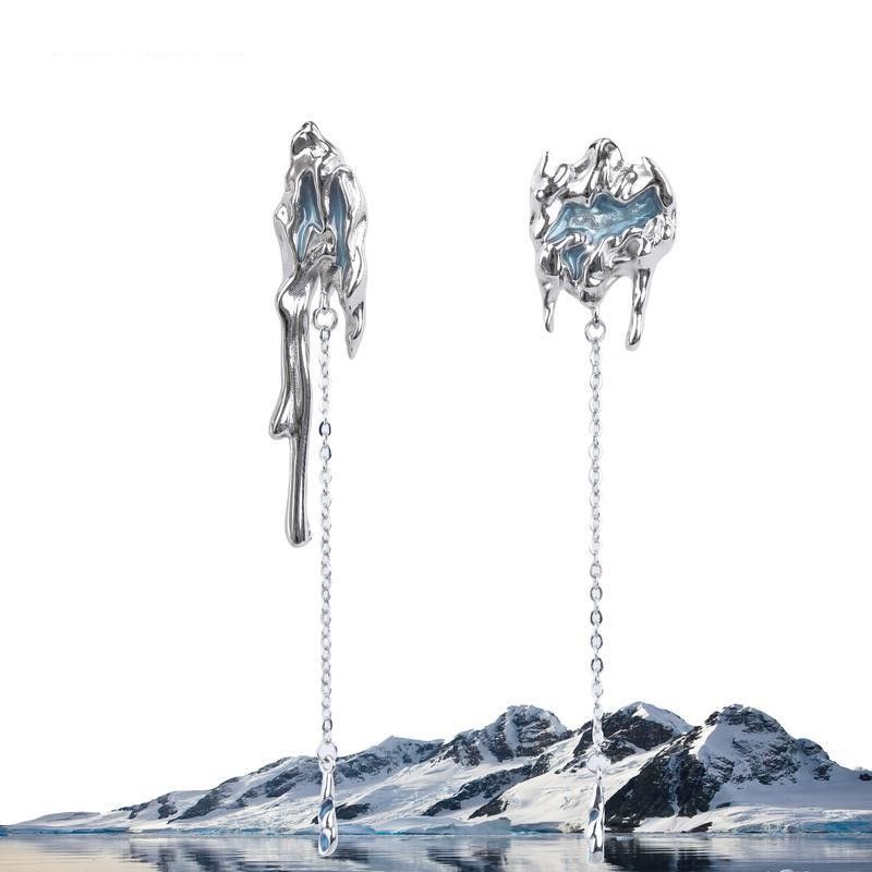 Designer Women Blue Glacier Tassel Stud Earring