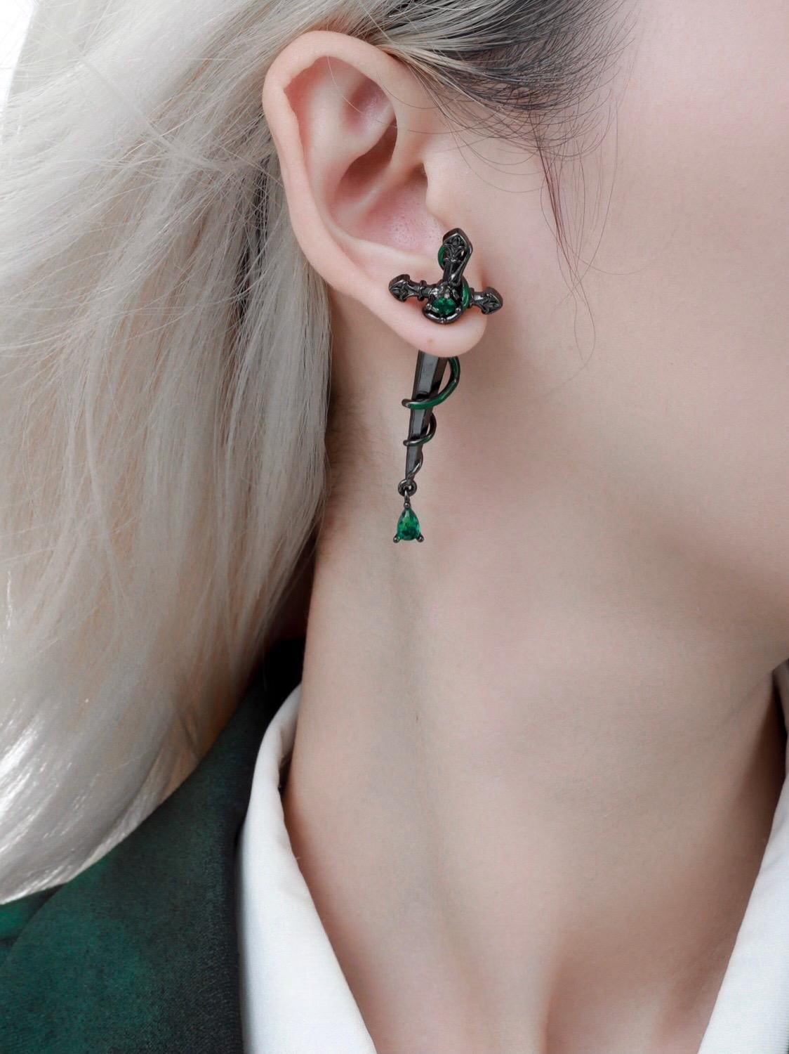 Slytherin Snake Girl's Sword Stud Earring