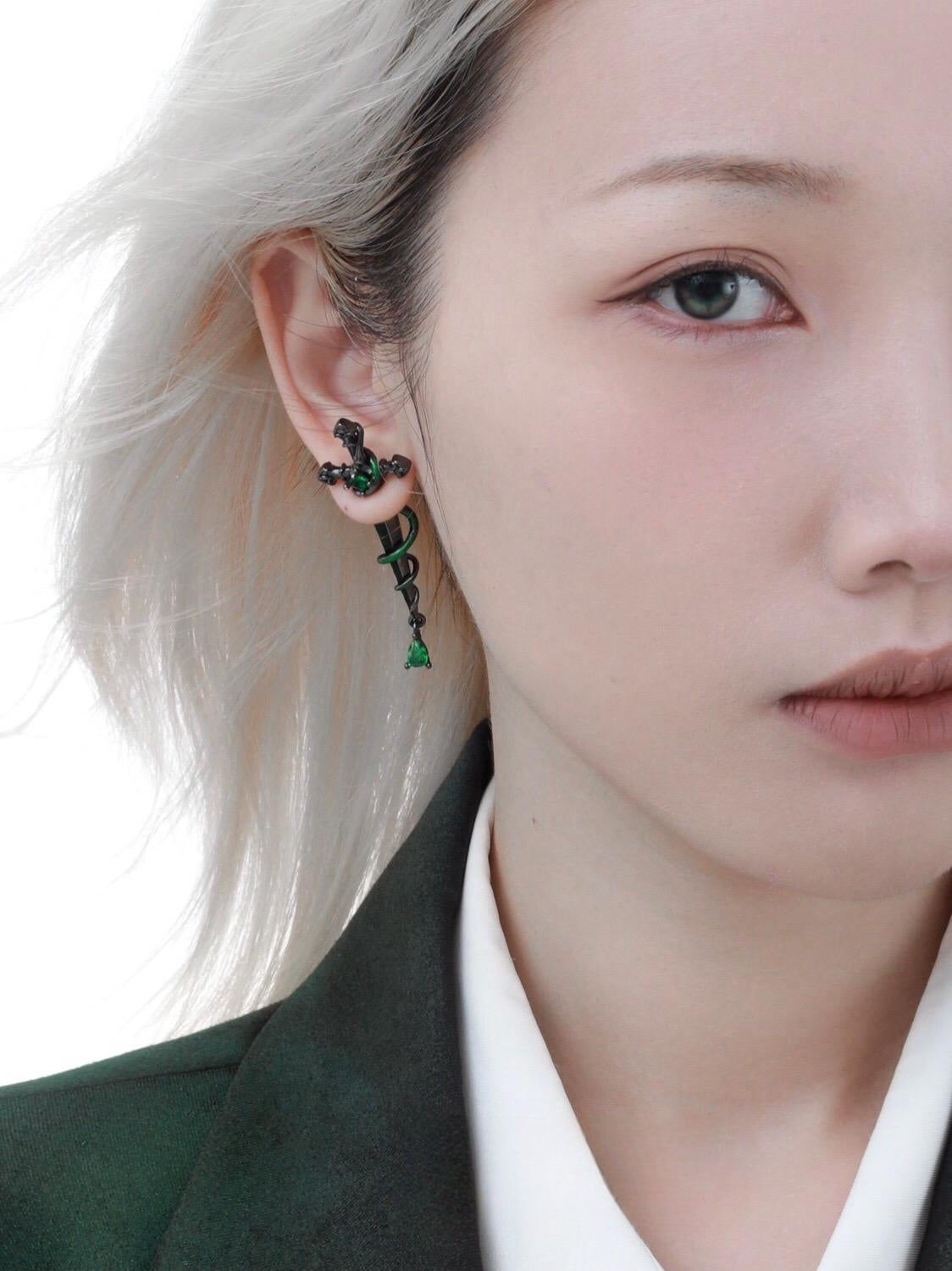 Slytherin Snake Girl's Sword Stud Earring