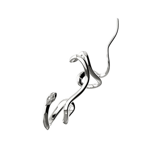 Designer Unisex Silver Metal Snake Twining Ear Cuff(Single One)