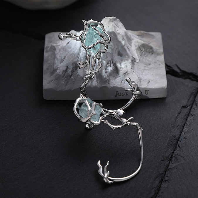 Chic Fashion Girl's Blue Stone Metal Thorn Ear Cuff