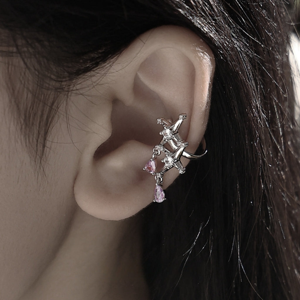 Y2K Chic Girl Shining Sweet Cross Star Ear Cuff（Single One）