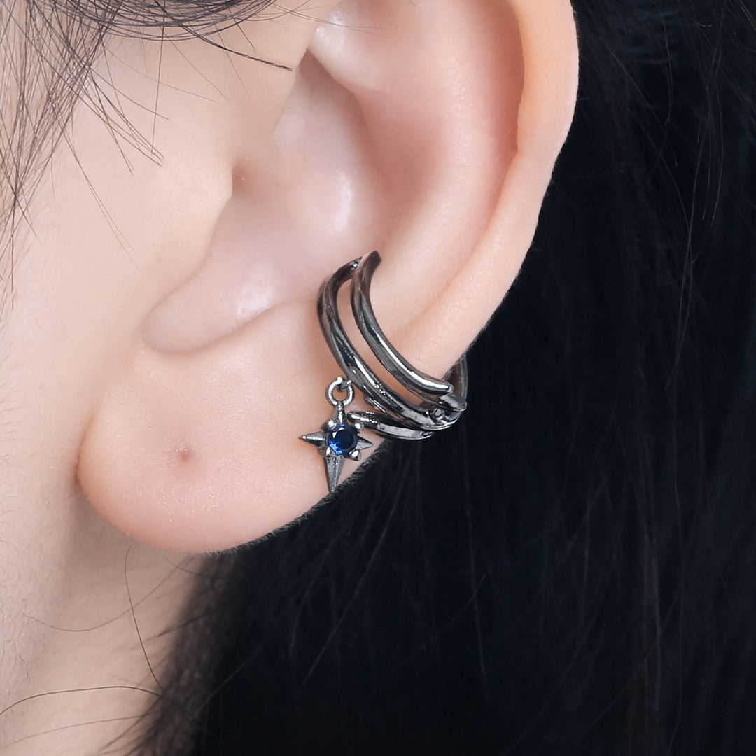 Dark Black Unisex Thorns Star Ear Cuff(no ear piercing)