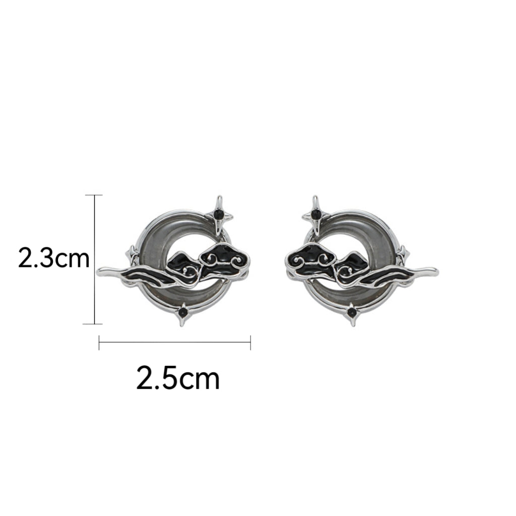 Chinese Style Designer Moon & Cloud Stud Earring