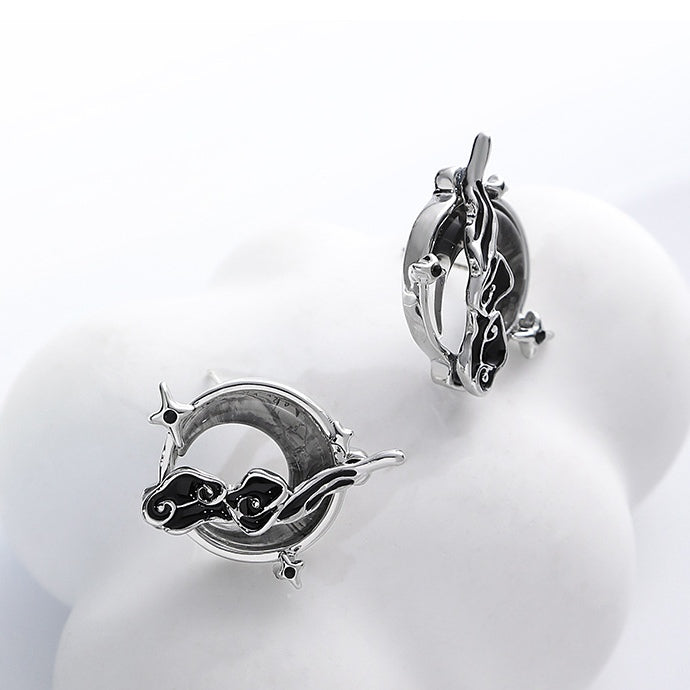 Chinese Style Designer Moon & Cloud Stud Earring