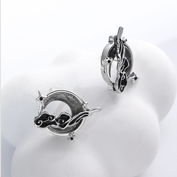 Chinese Style Designer Moon & Cloud Stud Earring