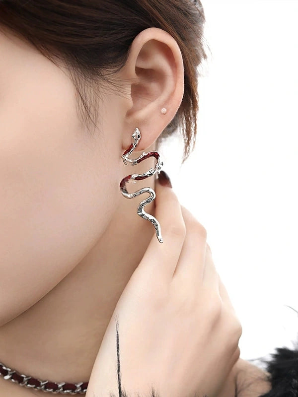 Chic Blue Snake Twining Cuff Stud Earring