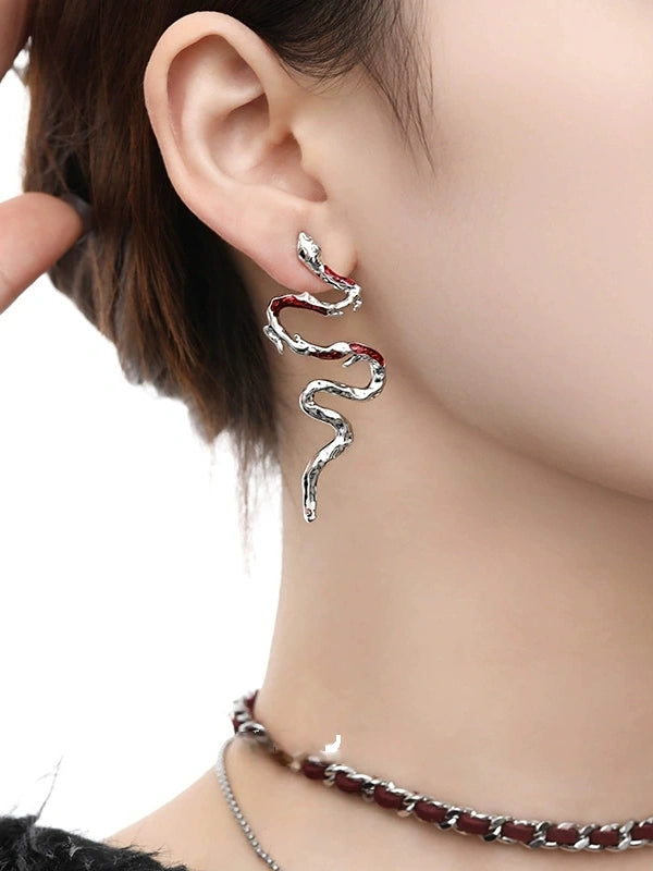 Chic Blue Snake Twining Cuff Stud Earring