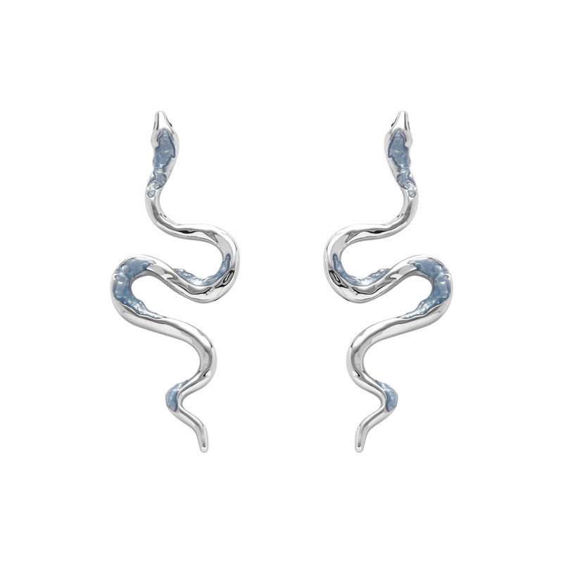 Chic Blue Snake Twining Cuff Stud Earring