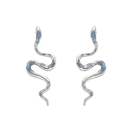 Chic Blue Snake Twining Cuff Stud Earring