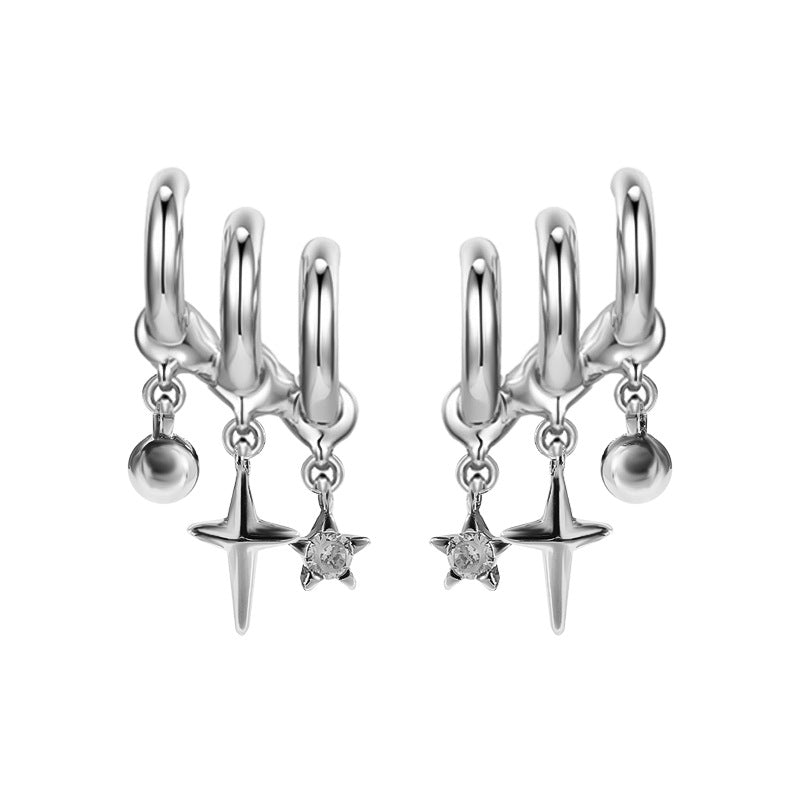 Designer Women Silver Star Rhinestone Earring