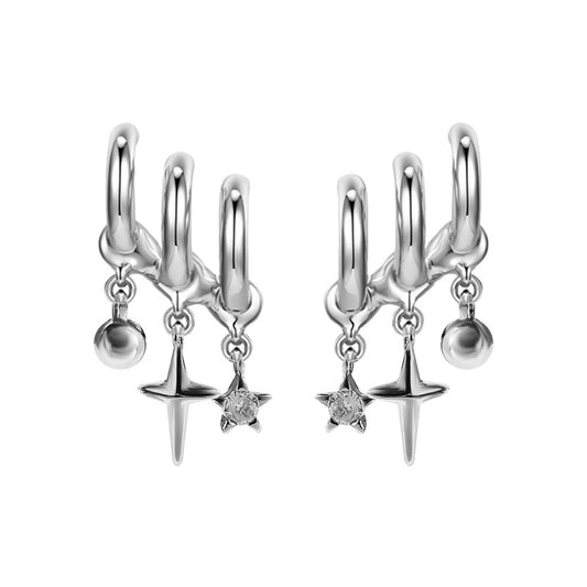 Designer Women Silver Star Rhinestone Earring