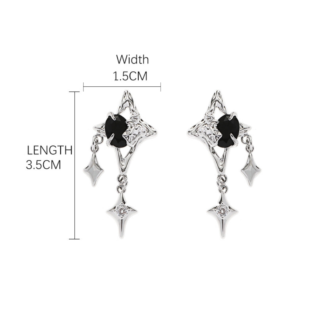 Shining Quadrangle Star Rhinestone Earrings