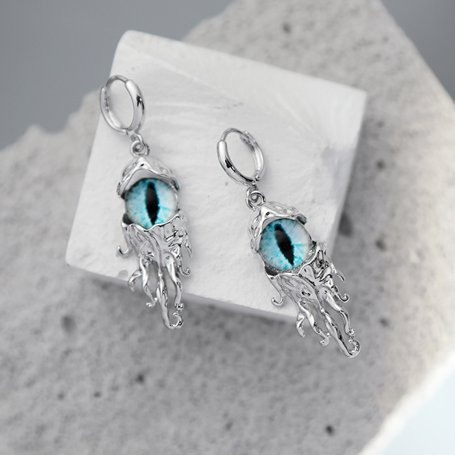 Designer Blue Devil's Eye Hoop Earring