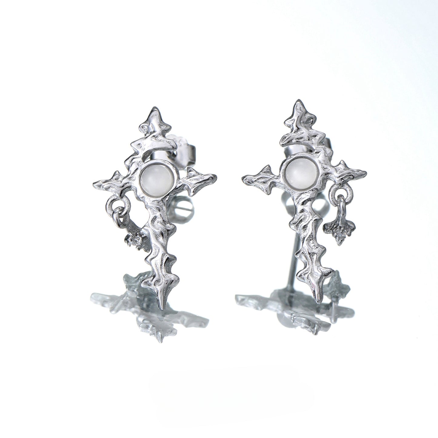 S925 Silver Sword Star & Moon Stud Earring