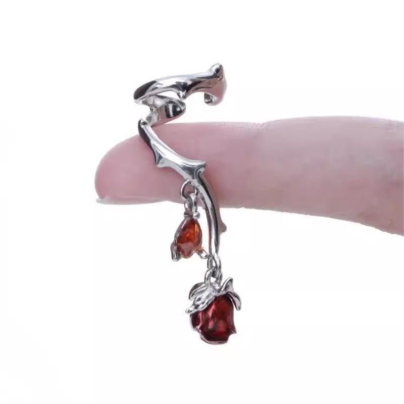 Designer Sweet Girl Red Rose Ear Cuff(A Pair)