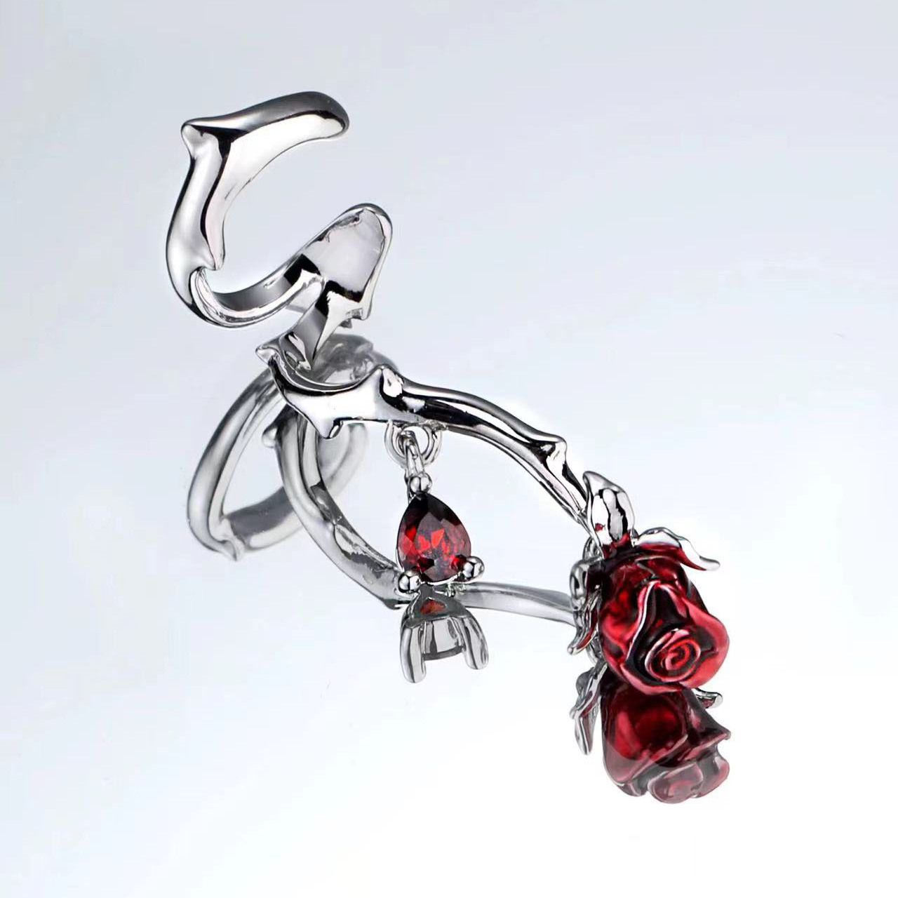 Designer Sweet Girl Red Rose Ear Cuff(A Pair)