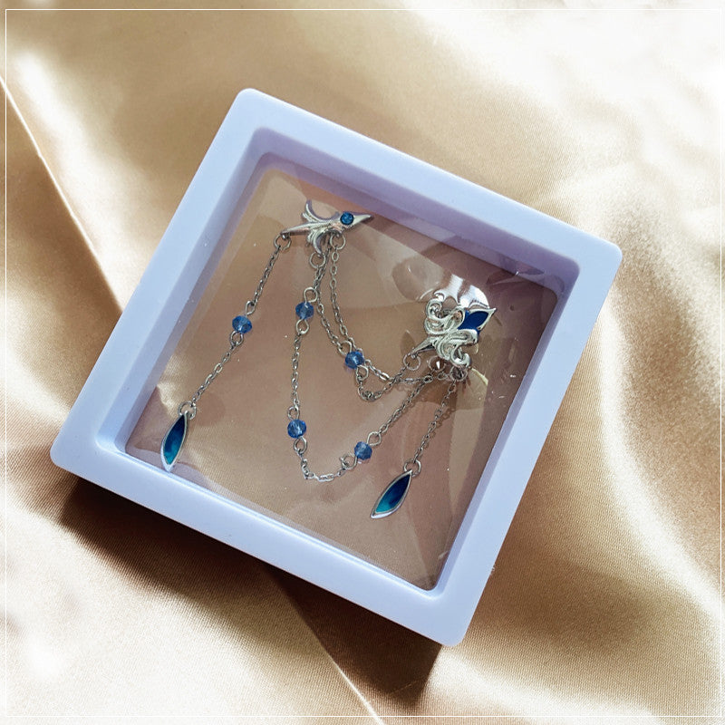 Neuvillette Genshin Impact Designer Blue Asymmetrical Earrings